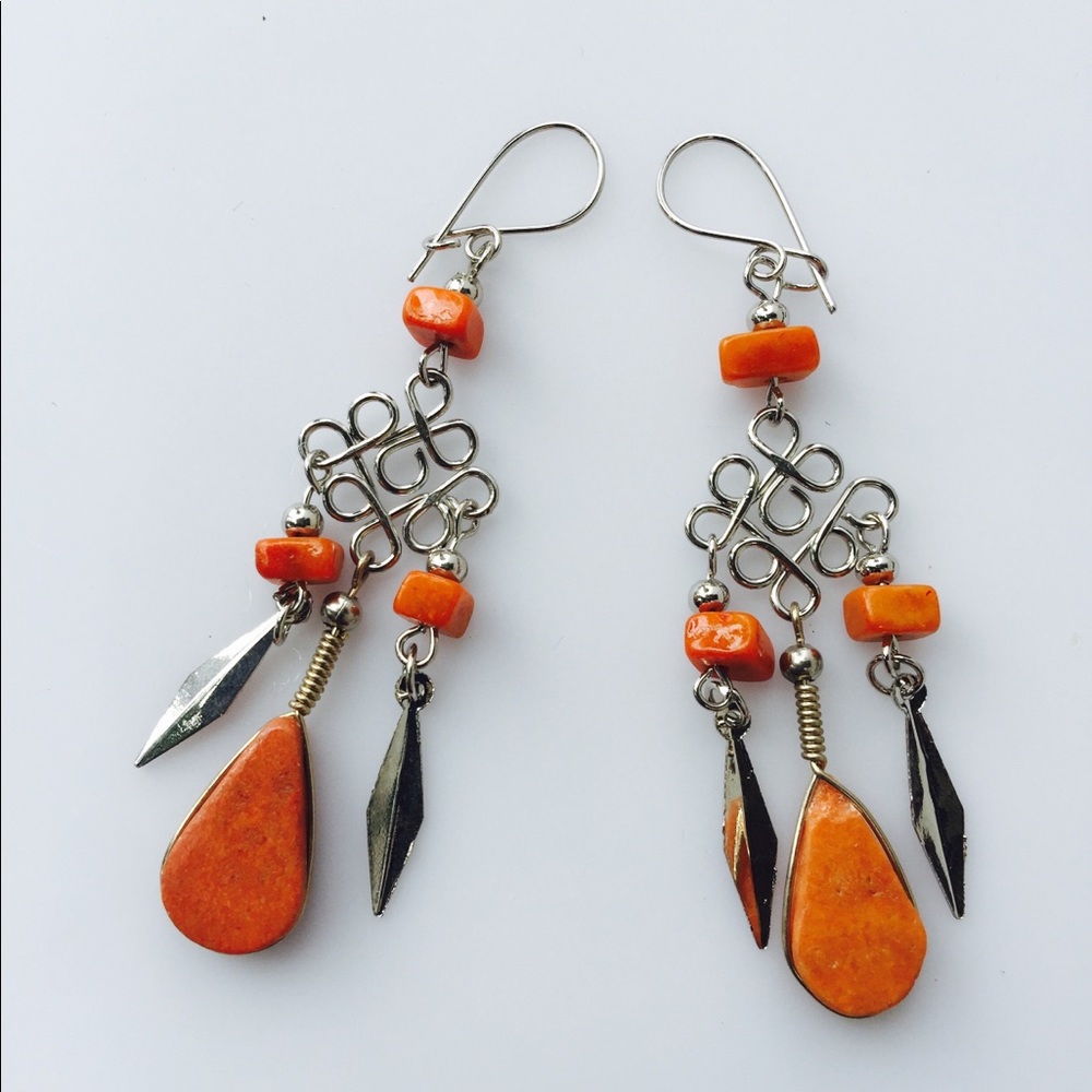 Natural Orange Stone Earrings